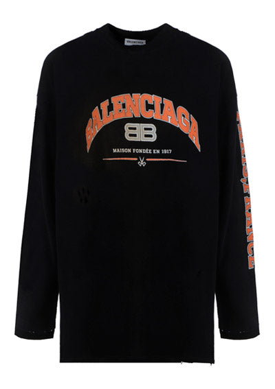 Maison Balenciaga Long Sleeve T-Shirt Oversized - Black