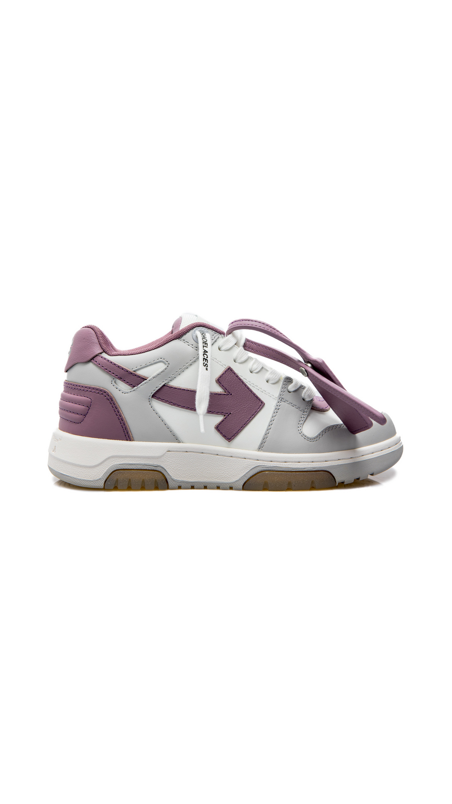 Out of Office Calf Leather Sneakers - White/Mauve
