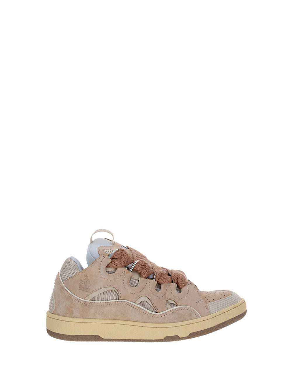 Leather Curb Sneakers - Dusty Pink/Brown