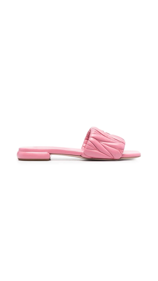 Flat Matelassé Nappa Leather Sandal - Begonia Pink