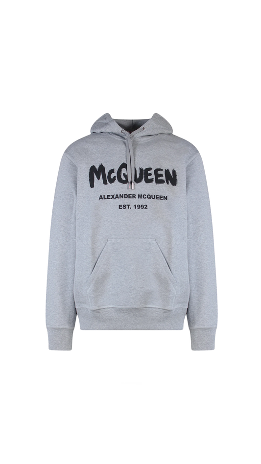 McQueen Graffiti Hoodie - Black/Grey