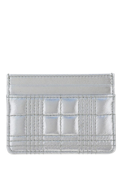 Quilted Leather Lola Card Case - Silver