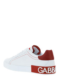 Calfskin Nappa Portofino Sneakers - White / Red