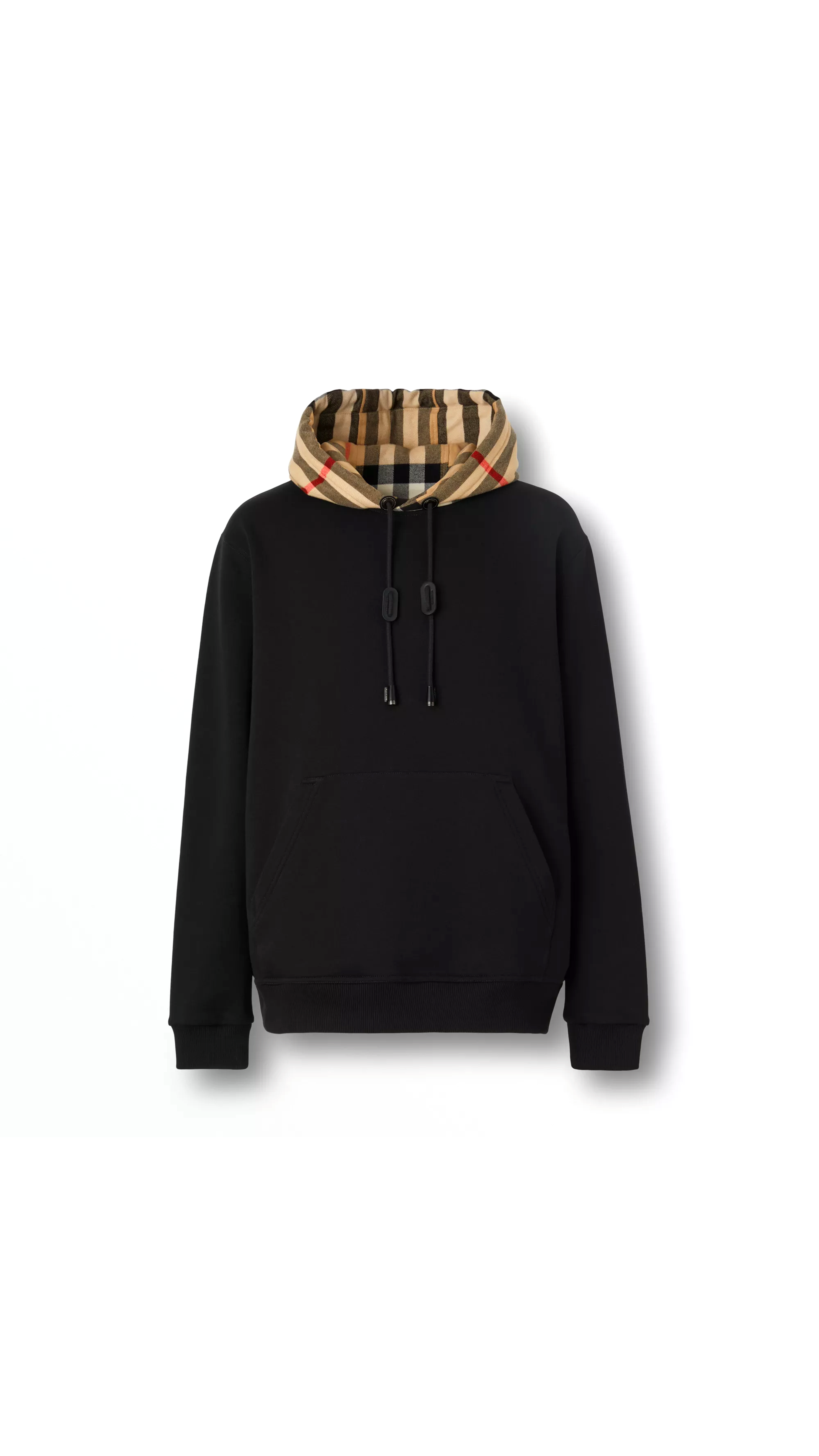 Check Hood Cotton Hoodie - Black/archive Beige