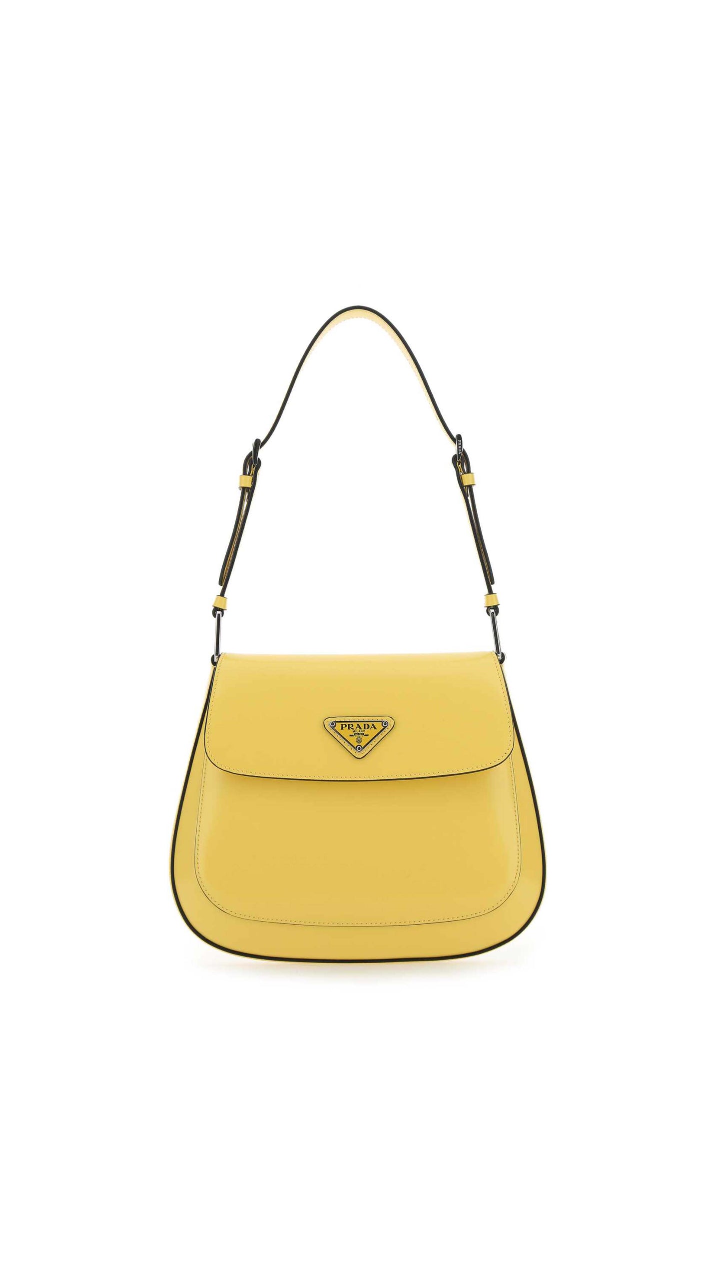 Prada Cleo Brushed Leather Shoulder Bag - Yellow