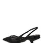 Mesh Fabric Slingback Pumps - Black