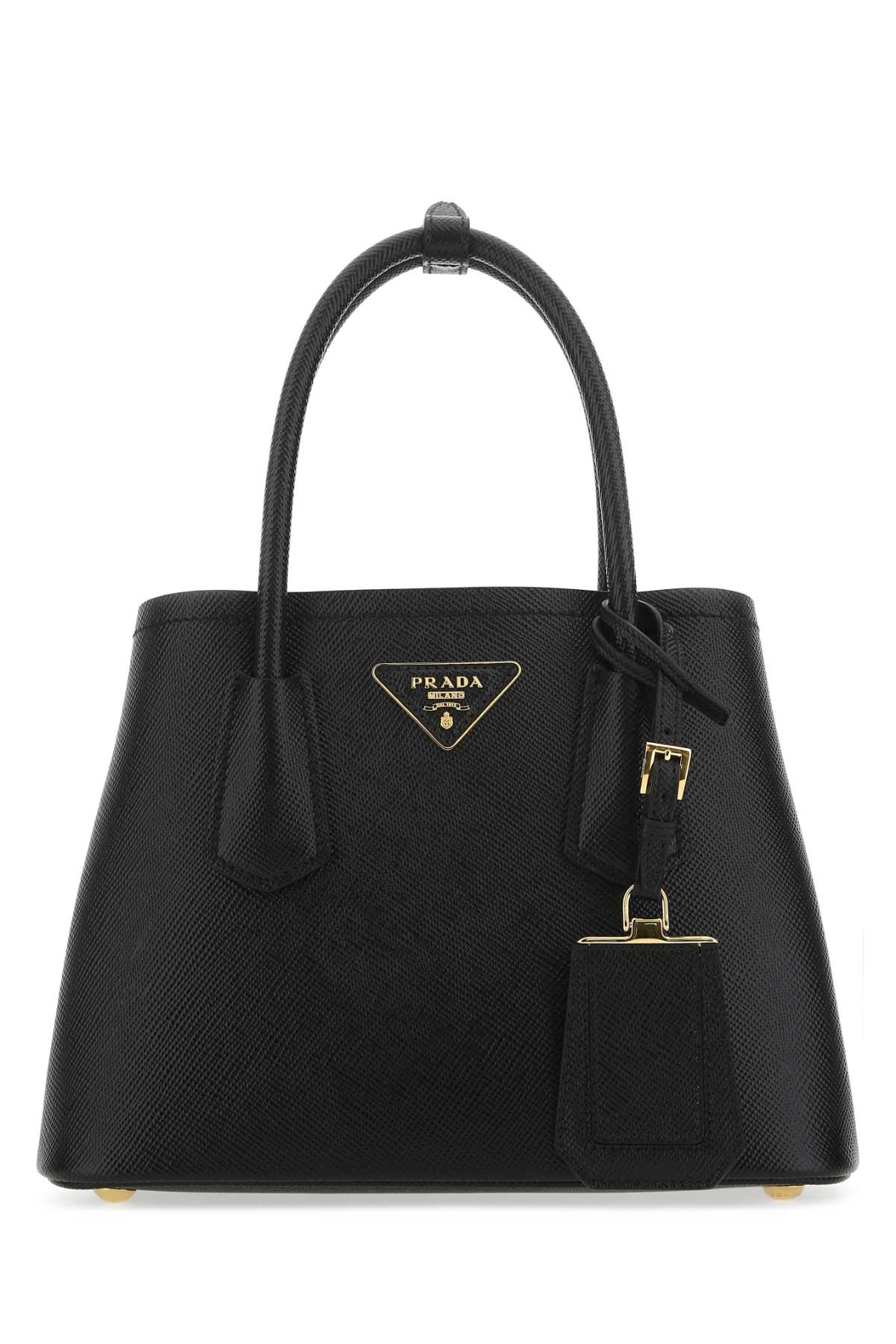 Double Saffiano Leather Mini Bag - Black