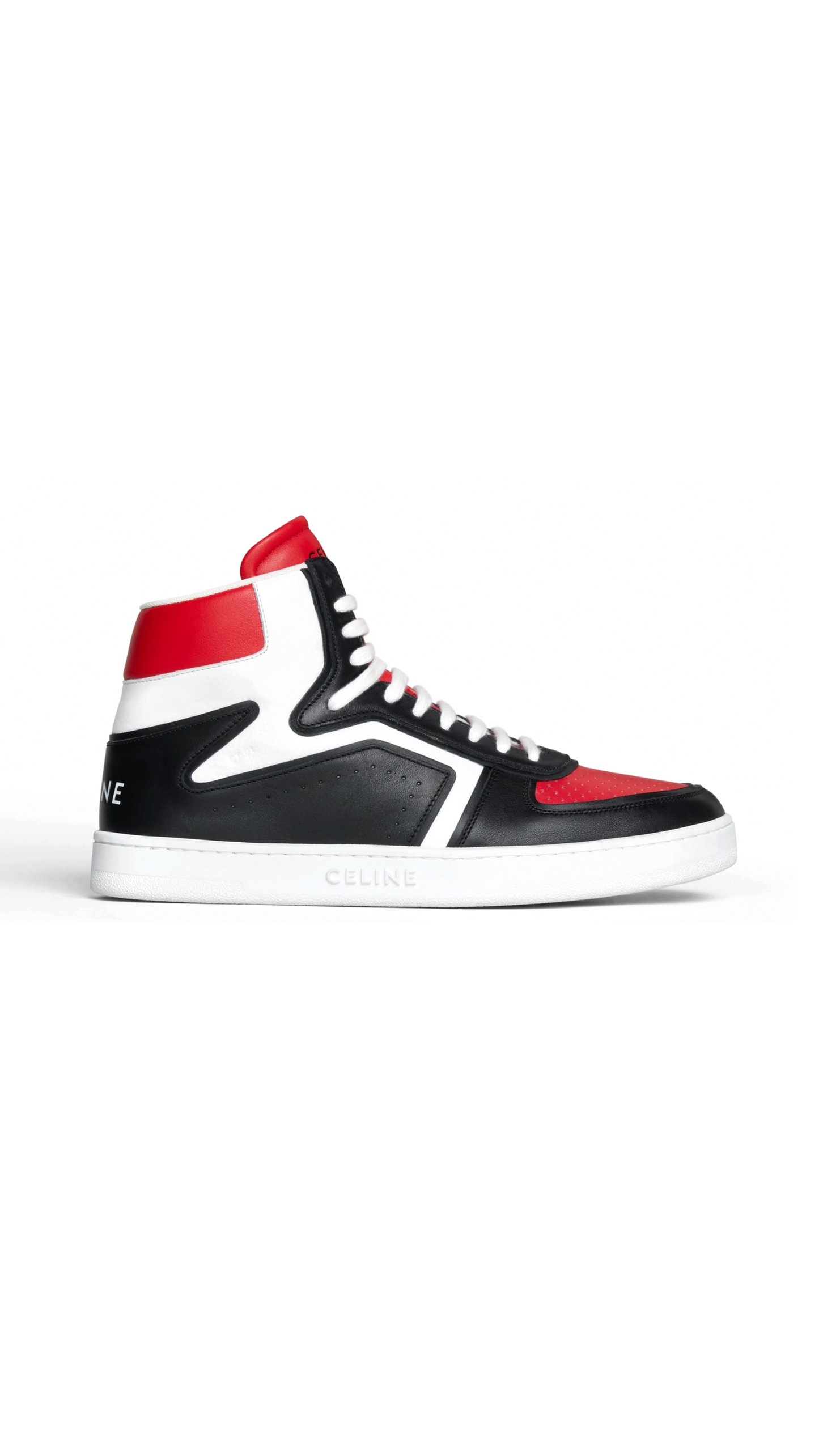 CT-01 "Z" Trainer High Top Sneaker "In Calfskin - Black / Red / White