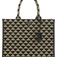 Large Prada Symbole Jacquard Fabric Handbag - Black / Beige