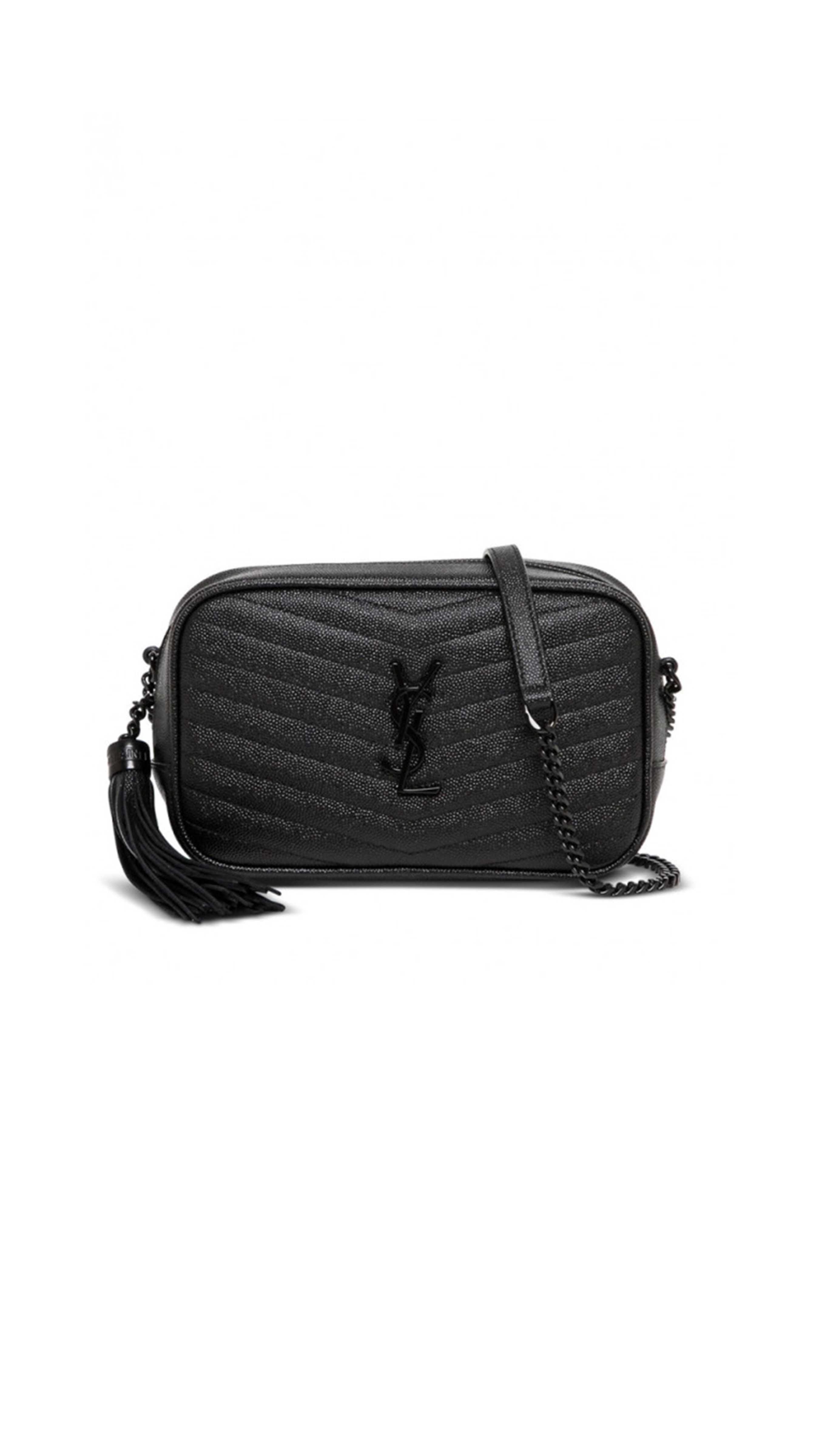 Lou Mini Bag in Quilted Grain de Poudre Embossed Leather - Black