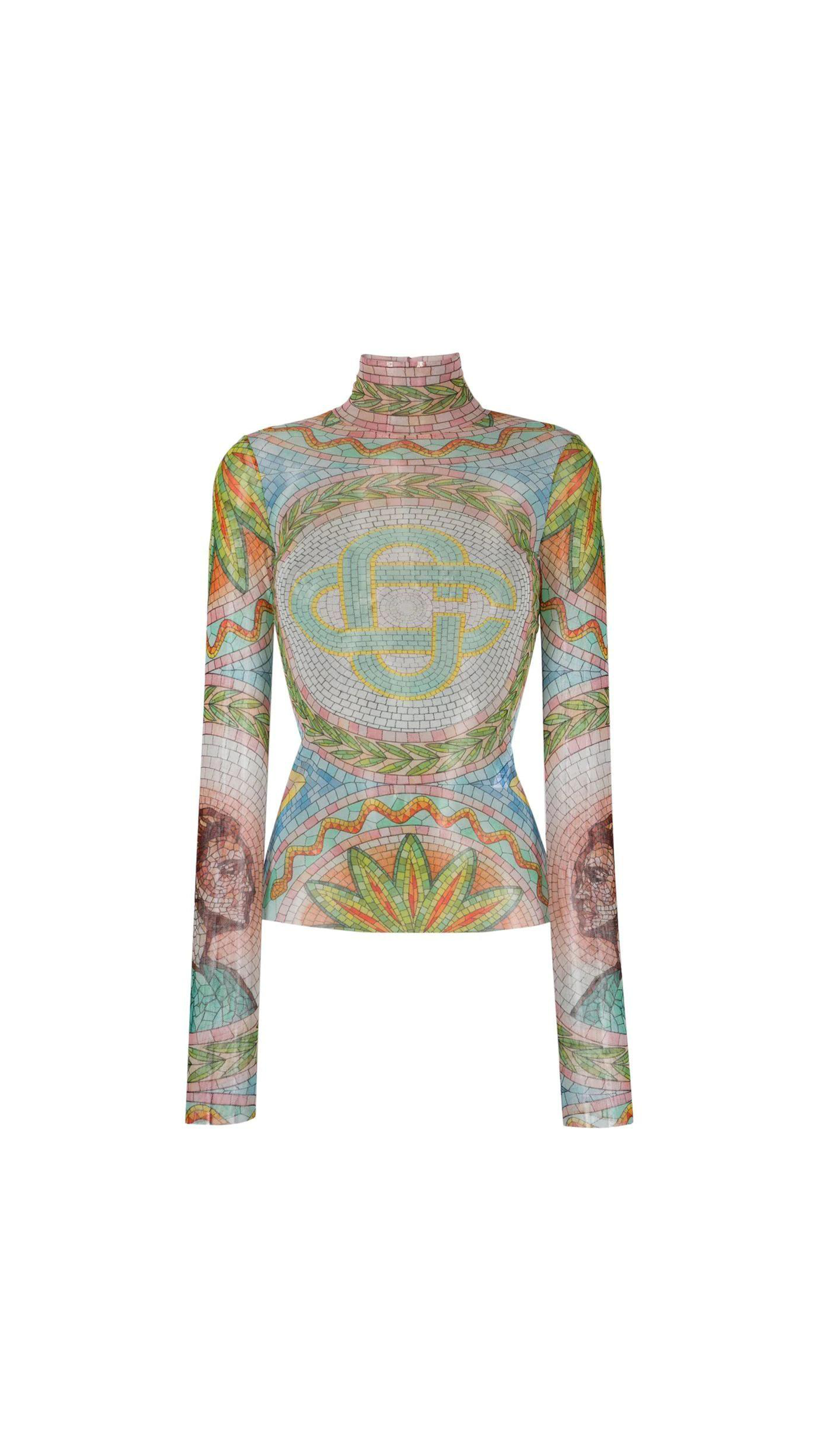 Mosaic Mesh Turtleneck - Multi