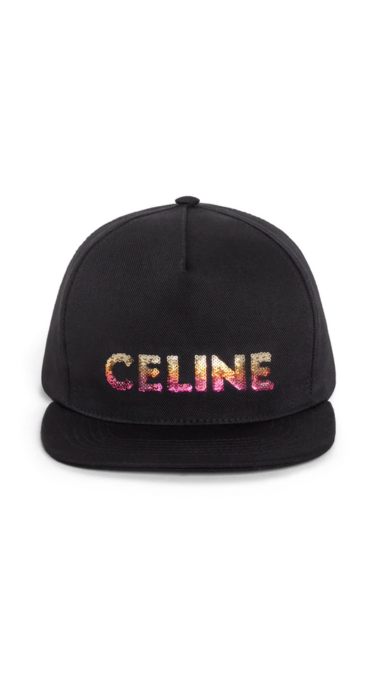 Embroidered Cap in Cotton - Black