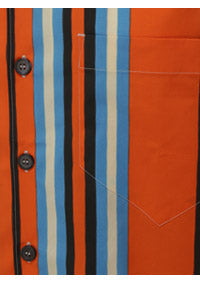 Printed Stretch Cotton Shirt - Orange / Blue