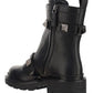 Roman Stud Calfskin Combat Boots - Black