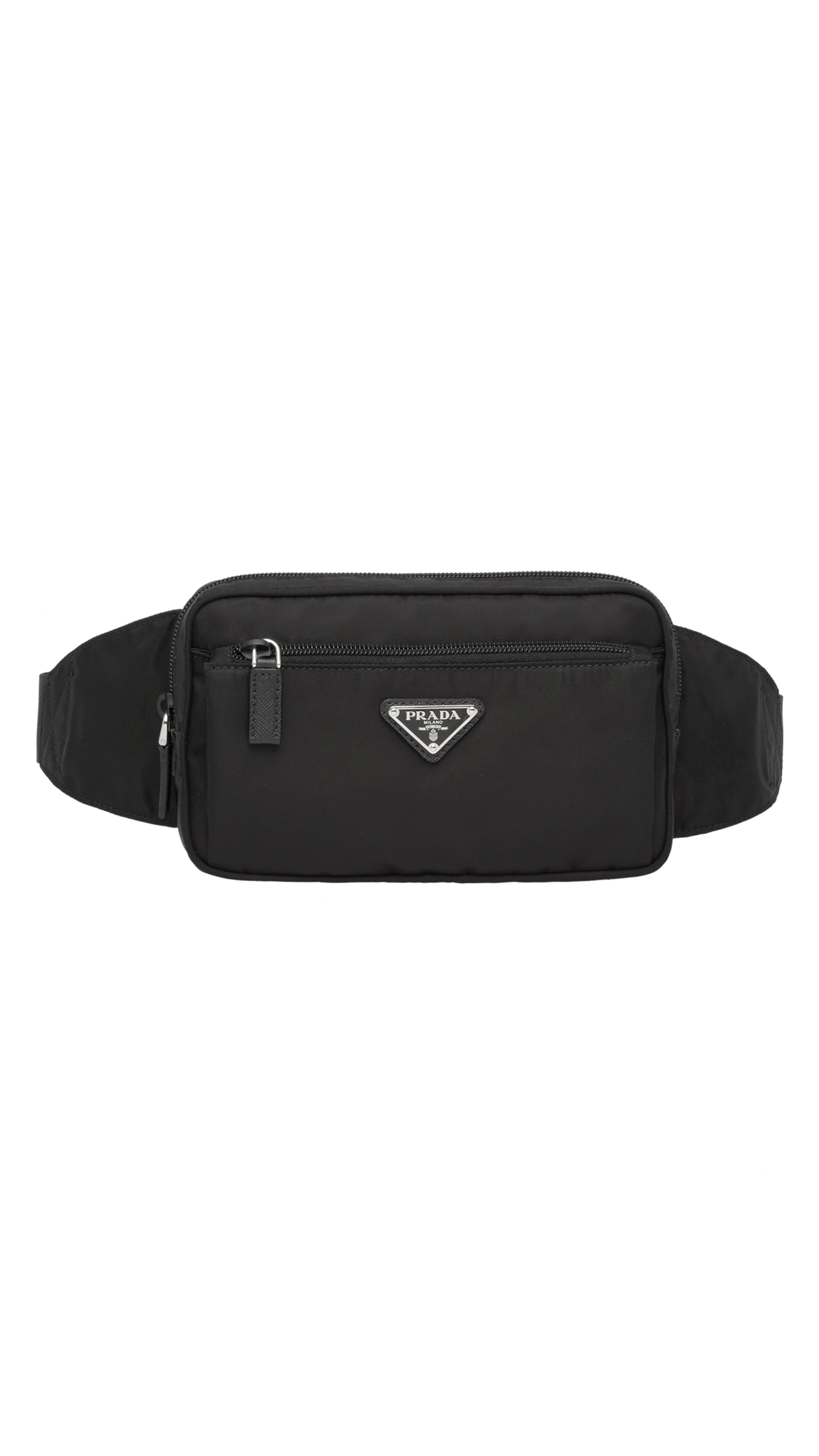 Re-Nylon and Saffiano Leather Belt Bag - Black