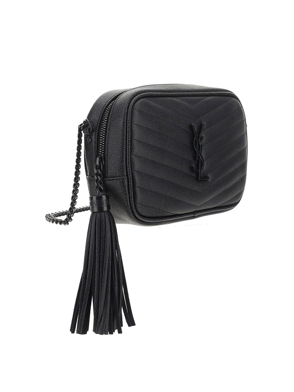 Lou Mini Bag in Quilted Grain de Poudre Embossed Leather - Black