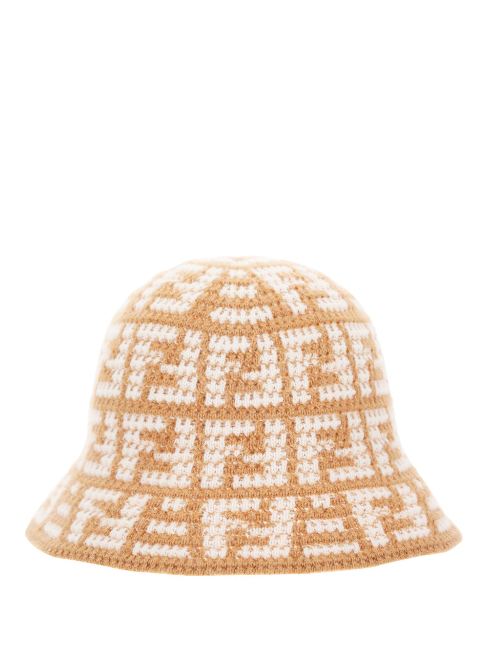 FF Jacquard Cashmere Cloche Hat - Beige