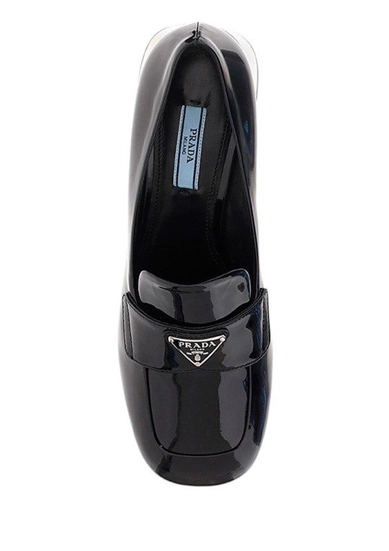 Patent Leather Loafer Pumps - Black.