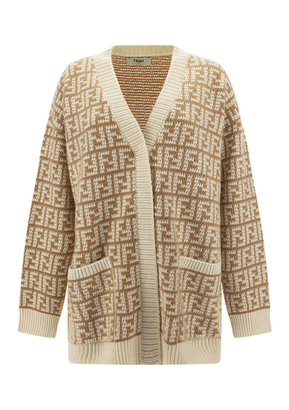 Ff Crocheted Cashmere Cardigan - Beige