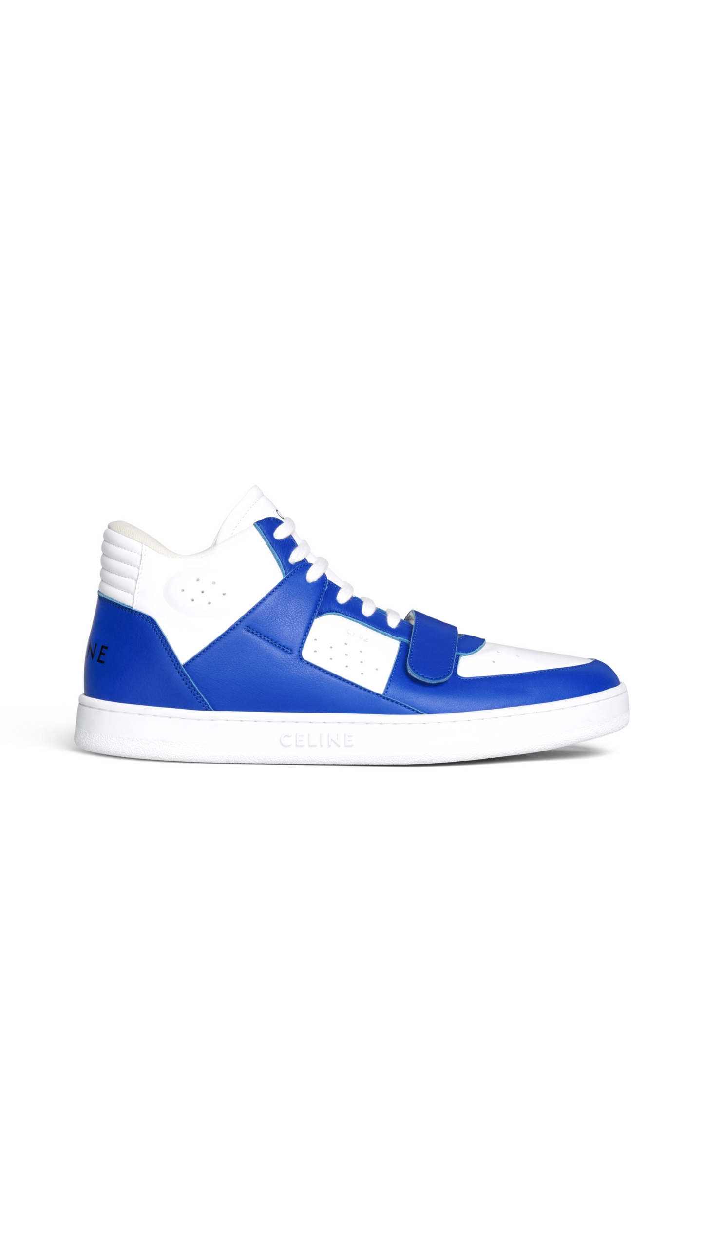 CT-02 Trainer Mid Sneaker with Scratch in calfskin - Optic White/Blue
