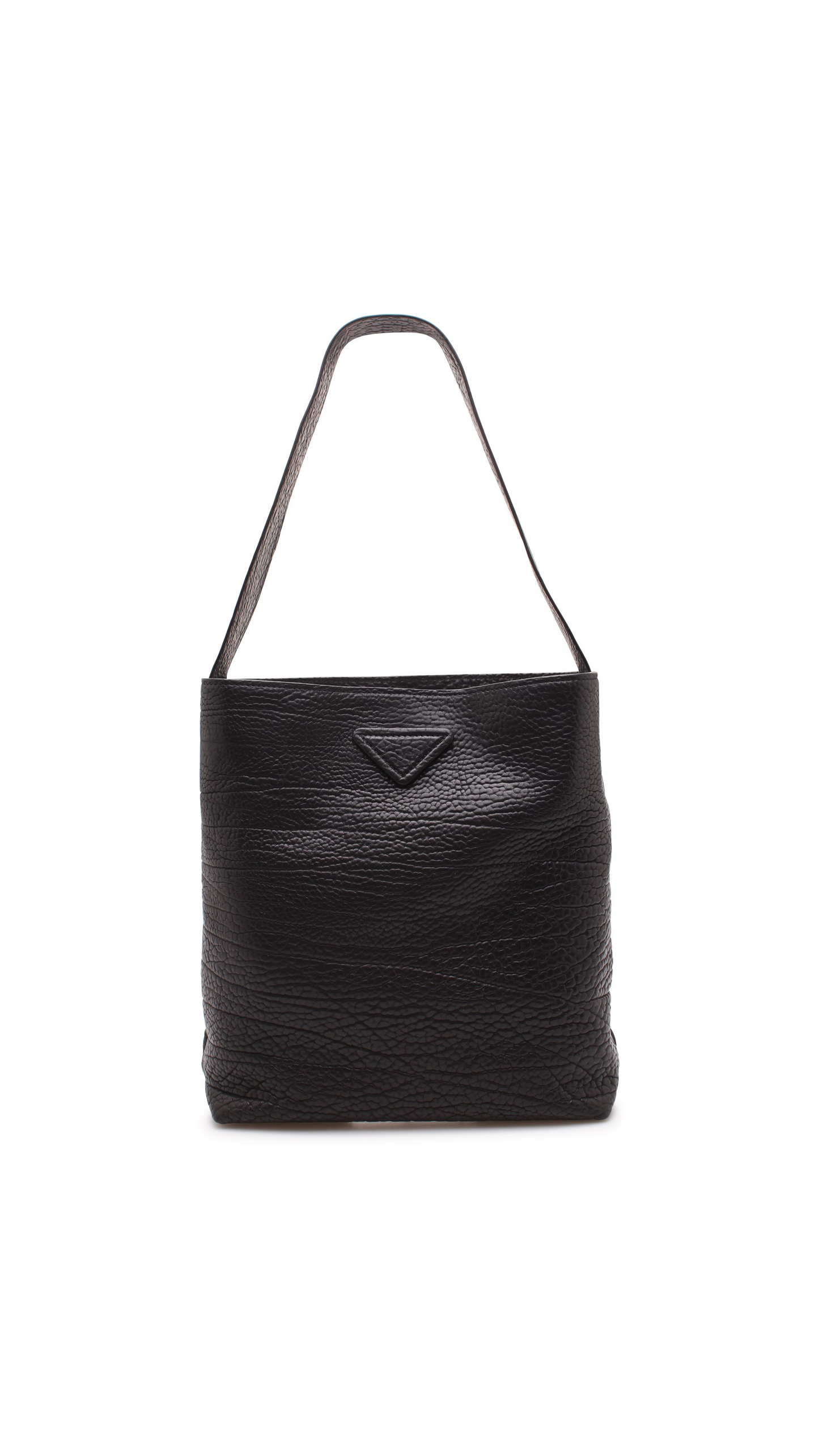 Hammered Leather Shopping Bag - Black