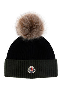 Beanie With Pom-Pom - Black / Grey