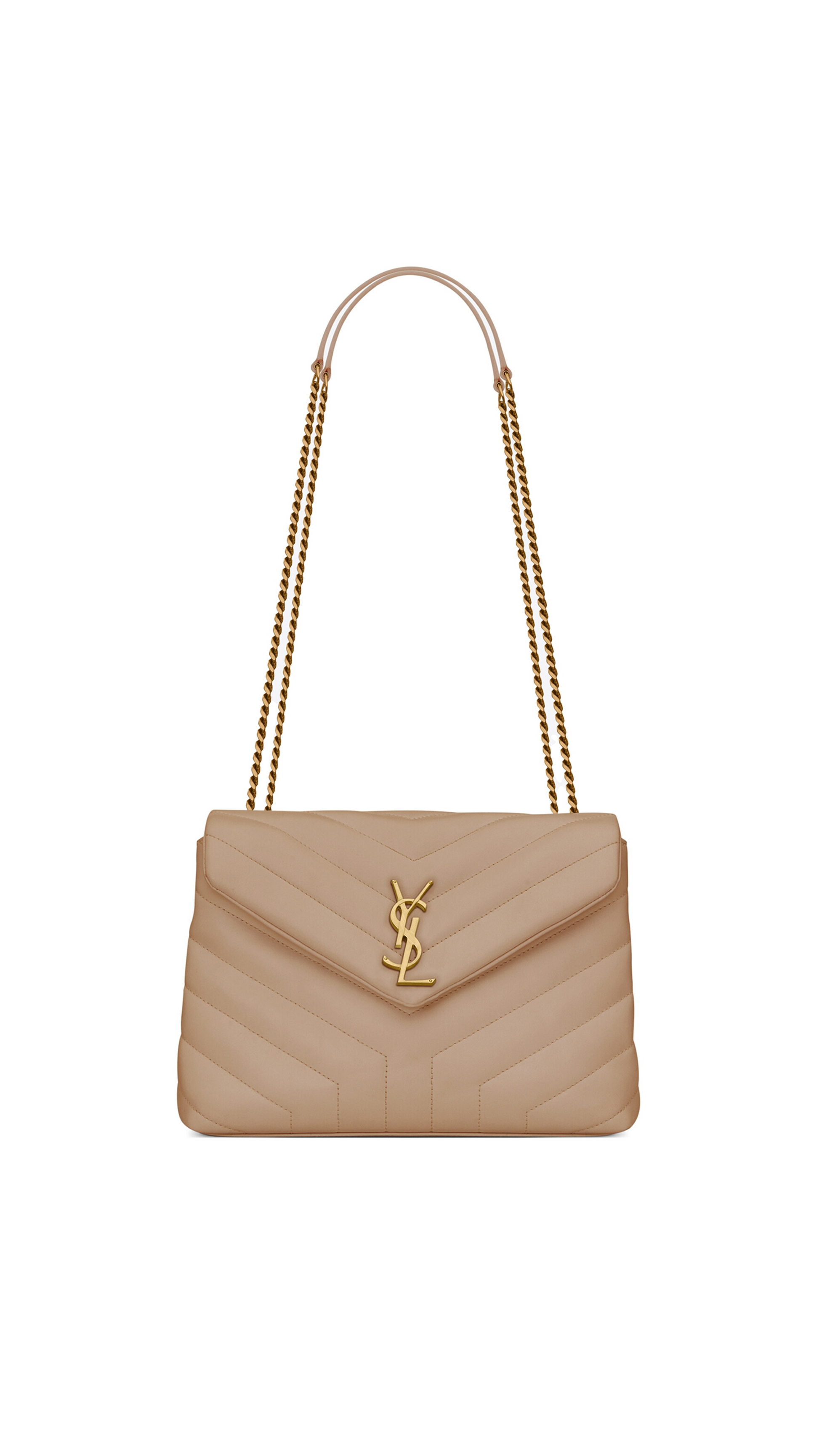 Loulou leather crossbody bag Saint Laurent Beige in Leather - 37584910