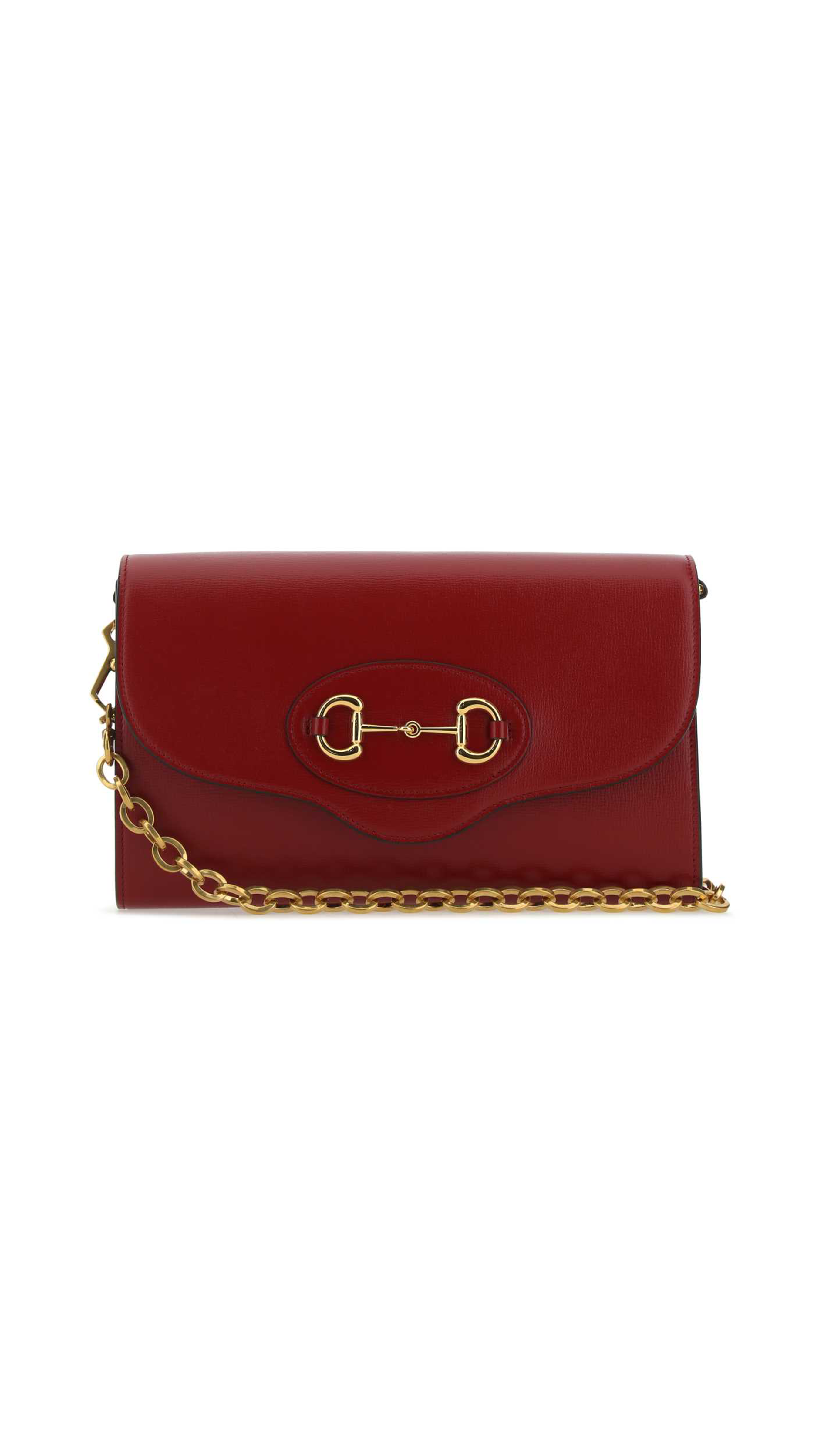 Horsebit 1955 Small Leather Shoulder Bag with Chain - Bordeaux.