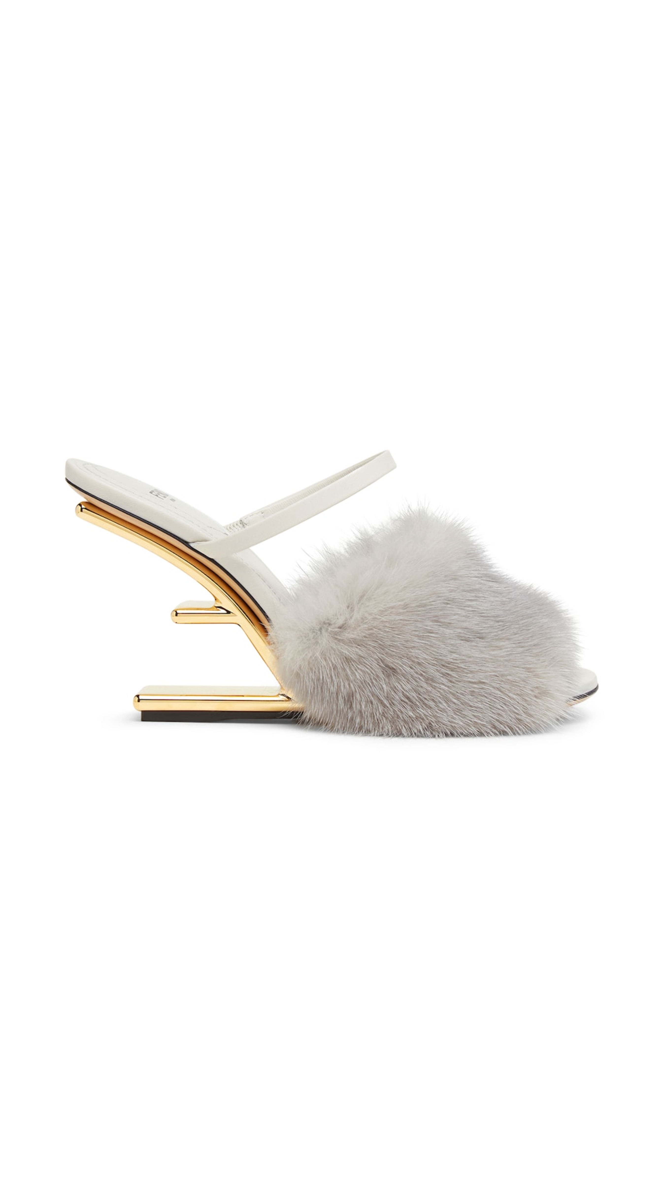 Fendi First Mink Heeled Sandals - Pale Grey