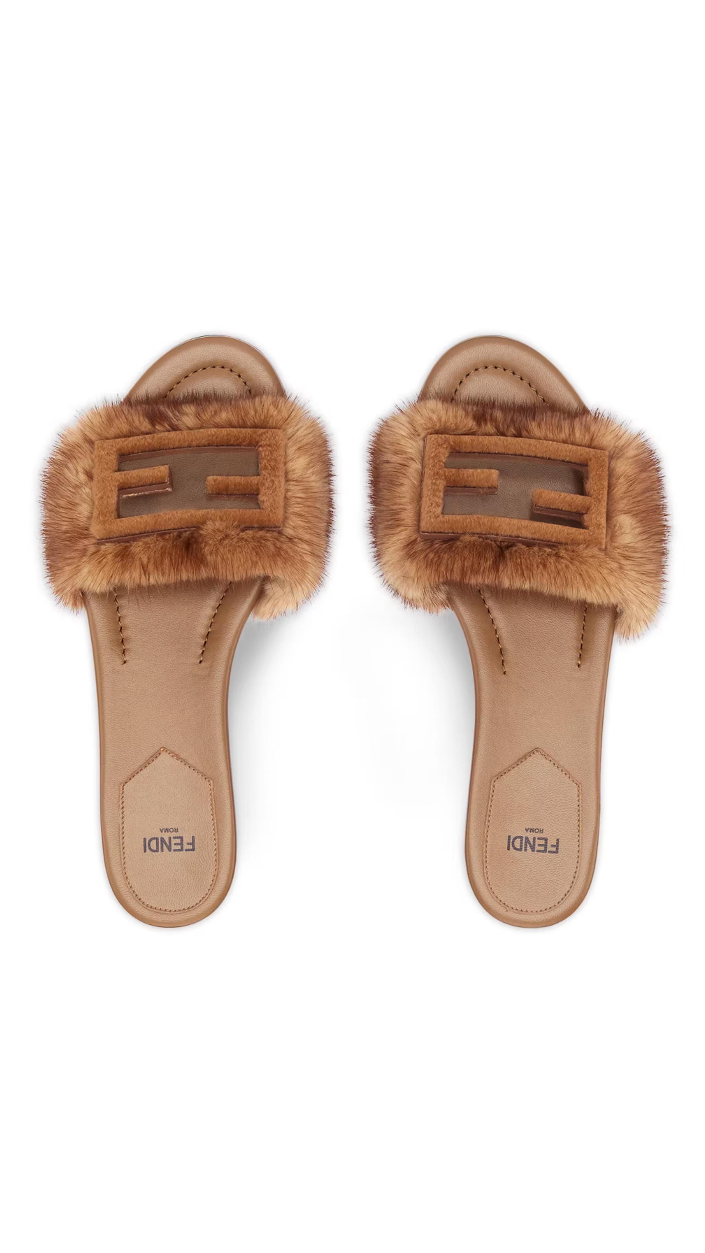 Baguette Mink Slides - Brown