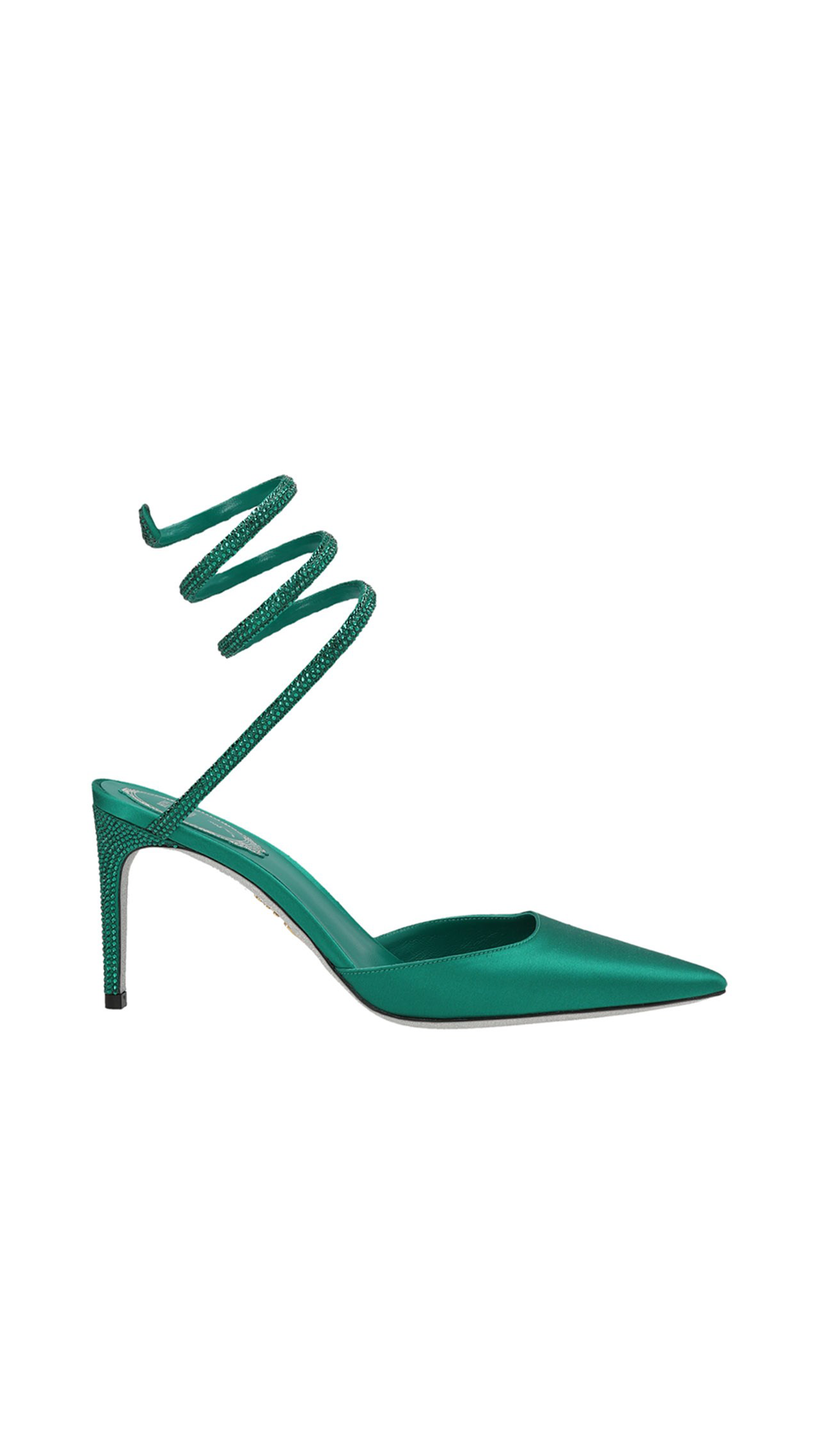 Cleo Crystal Satin Slingback 80 - Emerald Green