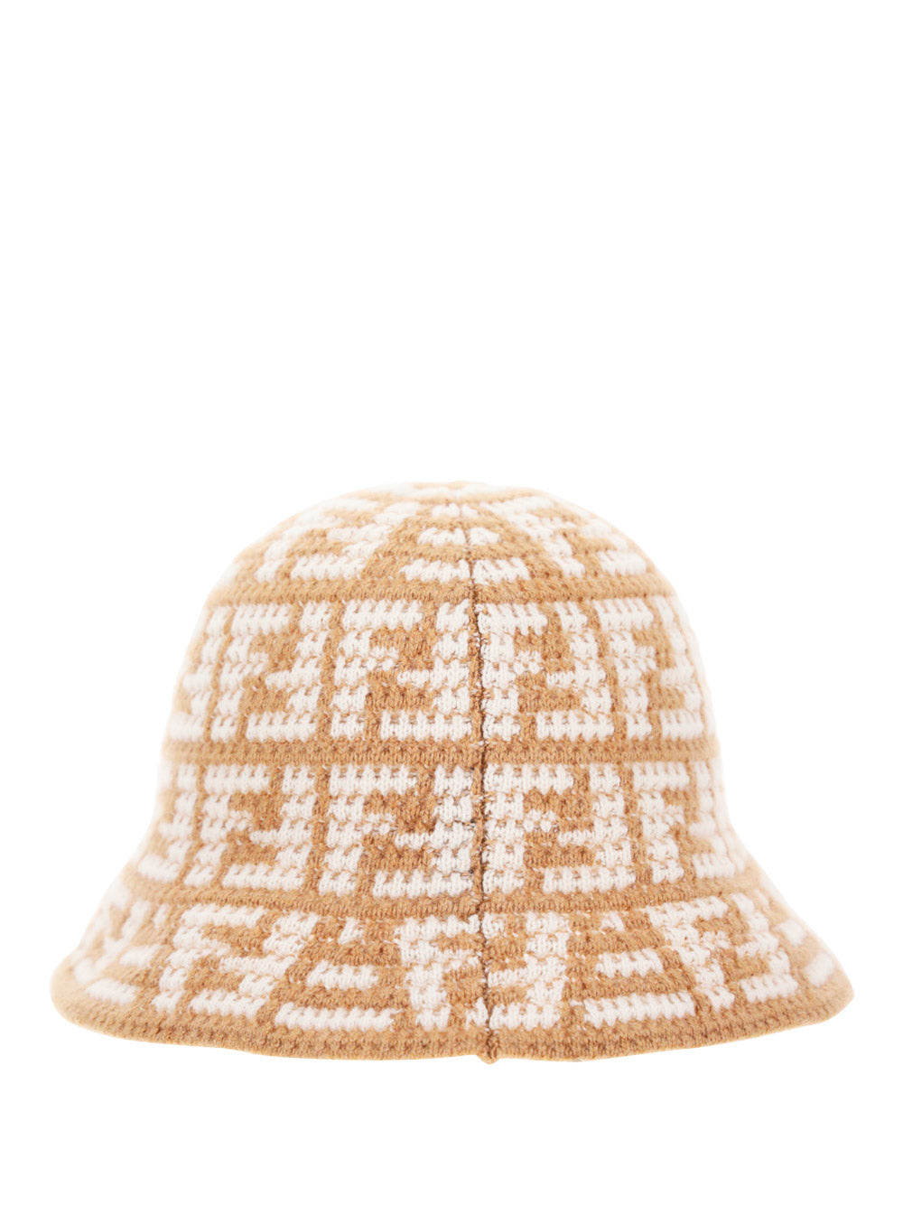 FF Jacquard Cashmere Cloche Hat - Beige