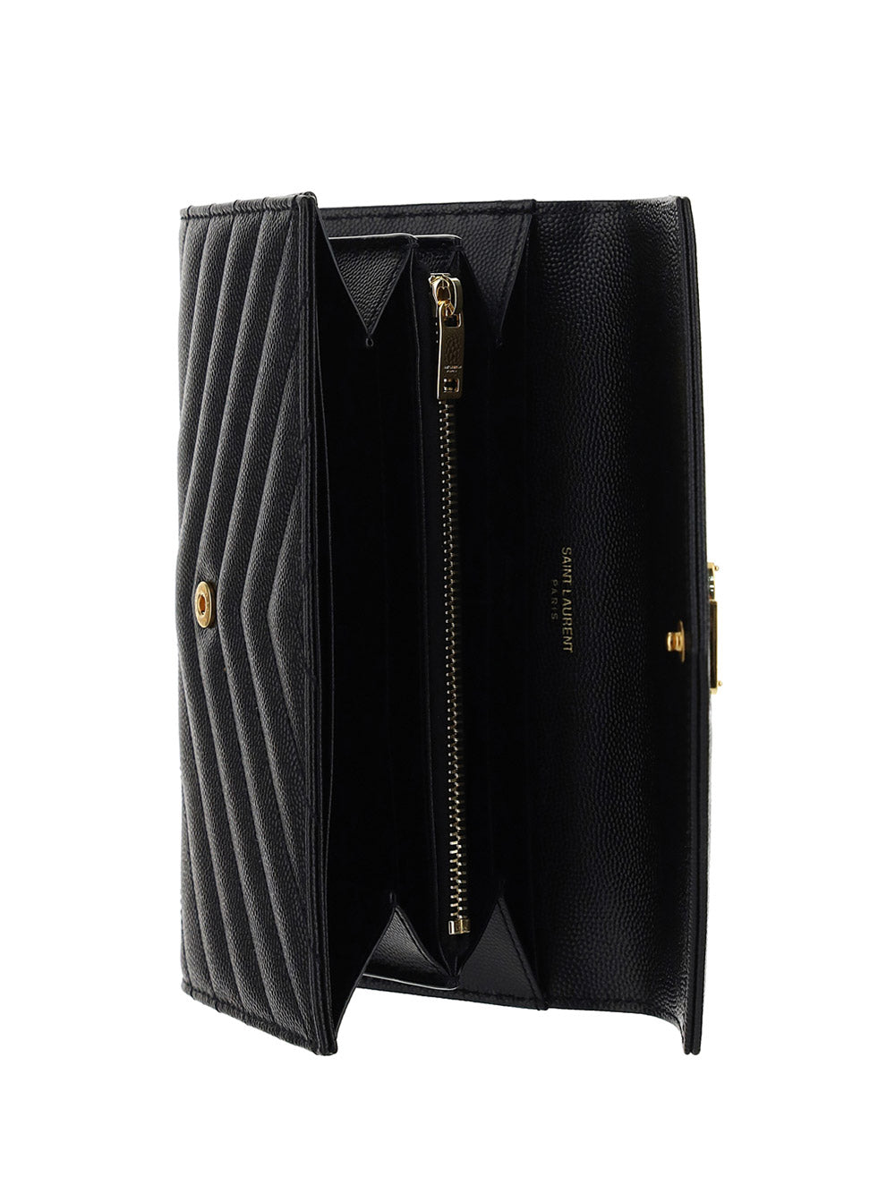 large flap wallet in grain de poudre embossed leather