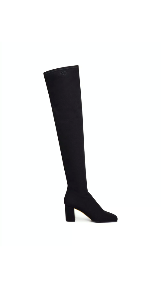 Golden Walk Over-the-knee Boot in Stretch Fabric 70mm - Black