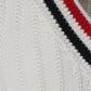 Cashmere Strip Trim Knit V-Neck Vest - White