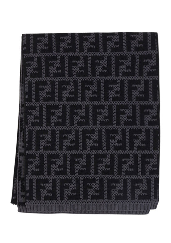 FF Logo Cotton Scarf - Black / Grey