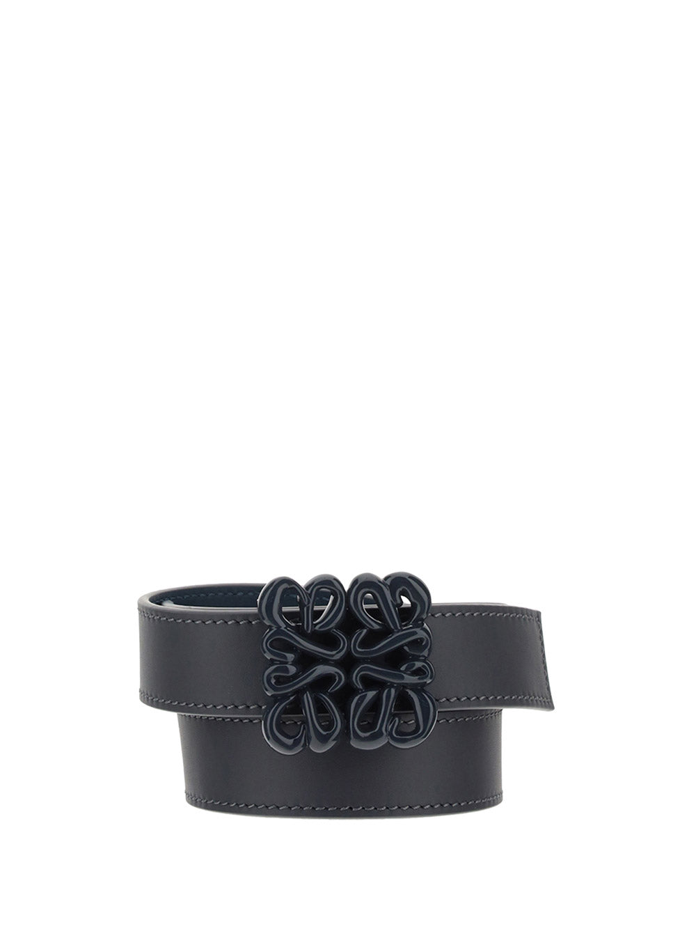 Reversible Inflated Anagram Belt in Soft Calfskin - Anthracite/Onyx Blue