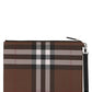 Vintage Check and Leather Zip Pouch - Birch Brown