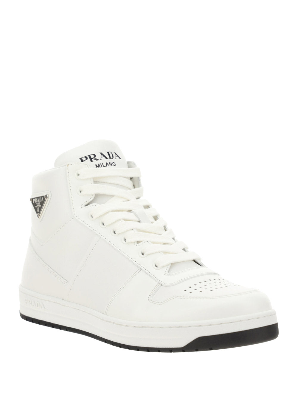 Leather High-Top Sneakers - White