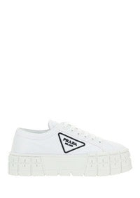 Double Wheel Nylon Gabardine Sneakers - White