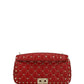 Rockstud Spike Calfskin Shoulder Bag - Red