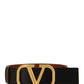 Reversible VLogo Signature Belt in Shiny Calfskin - Saddle Brown / Black .