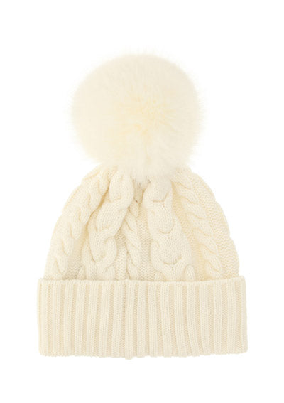 Beanie With Pom Pom - White.