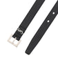 Narrow Leather Belt with a Square Buckle With the YSL Logo - Black
