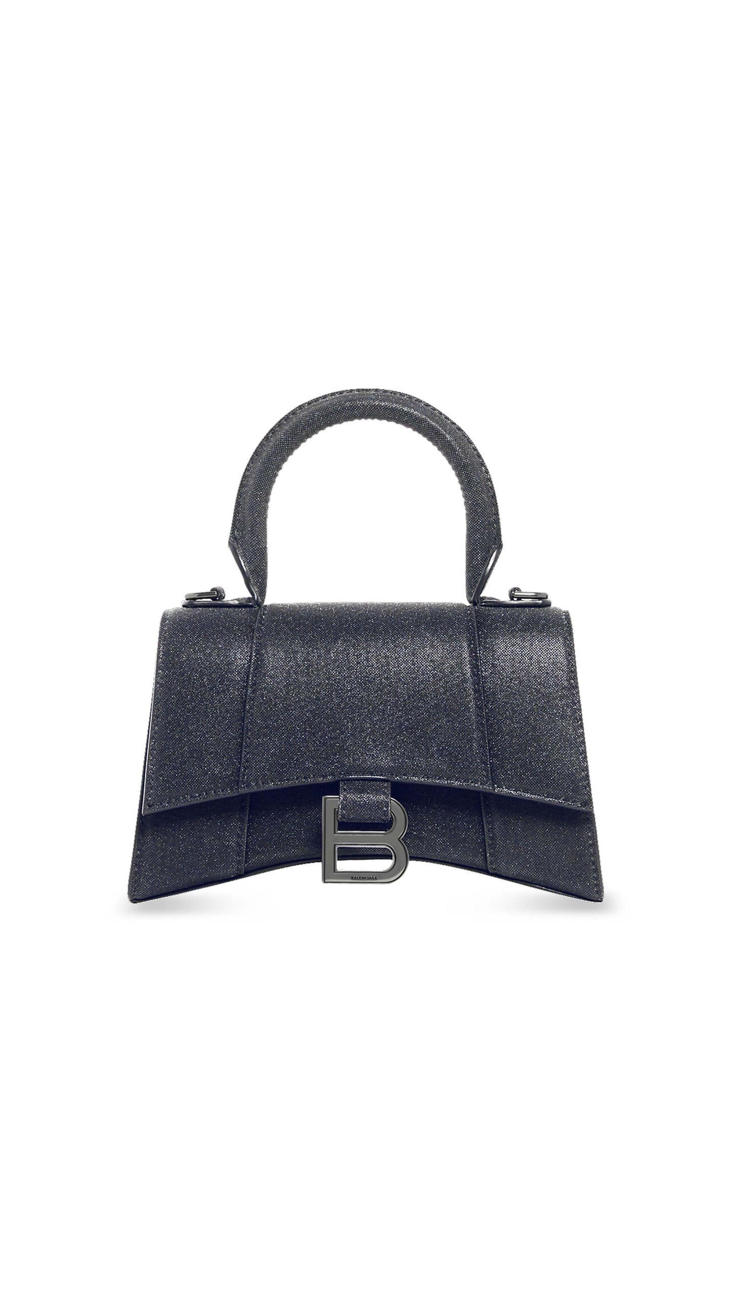 Hourglass XS Handbag - Black Glitter