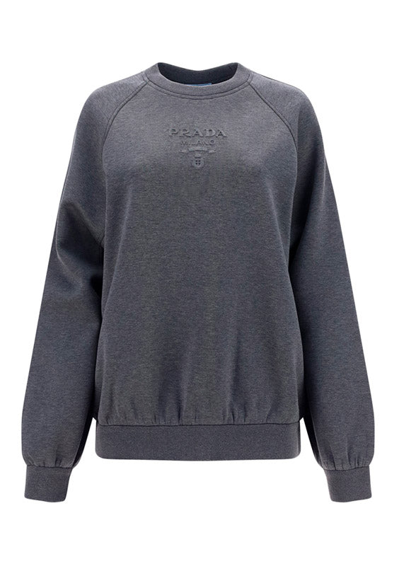Oversized Logo Jersey Sweatshirt - Grey