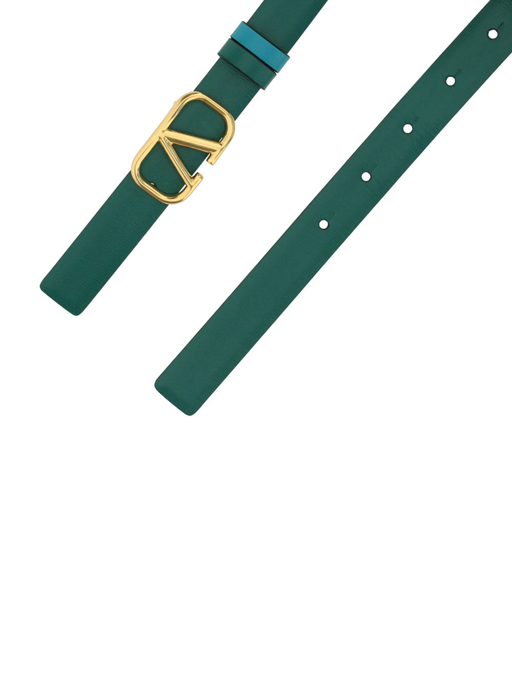 Reversible Vlogo Signature Belt In Shiny Calfskin 20MM- Green / Blue