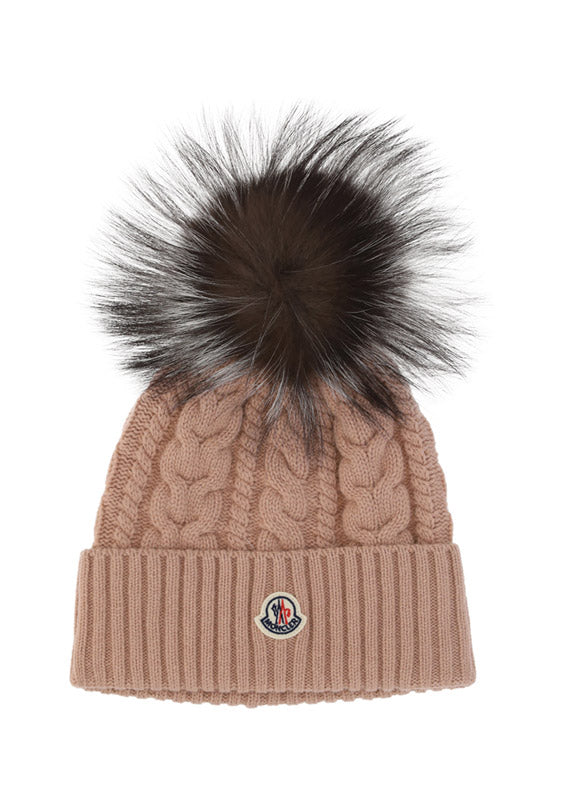 Beanie With Pom Pom - Blush Pink