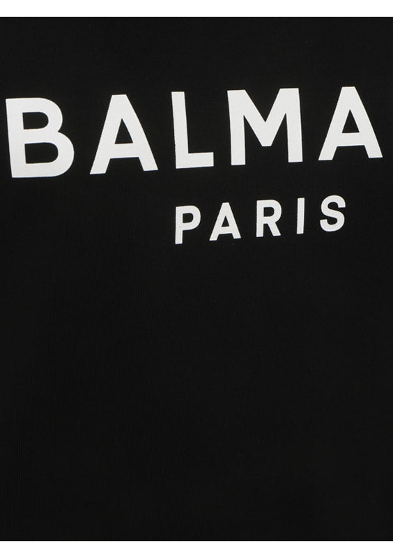 Eco-Designed Cotton Sweatshirt with Balmain Logo Print - Black