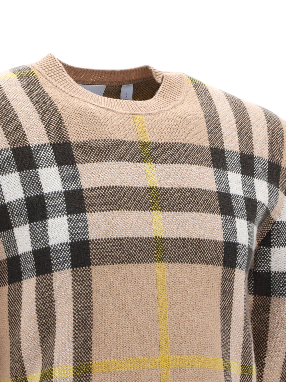 Check Cashmere Jacquard Sweater - Truffle